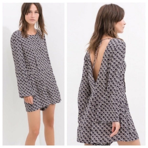 Zara Pants - 🌴Zara | Long Bell Sleeve Printed Romper | M